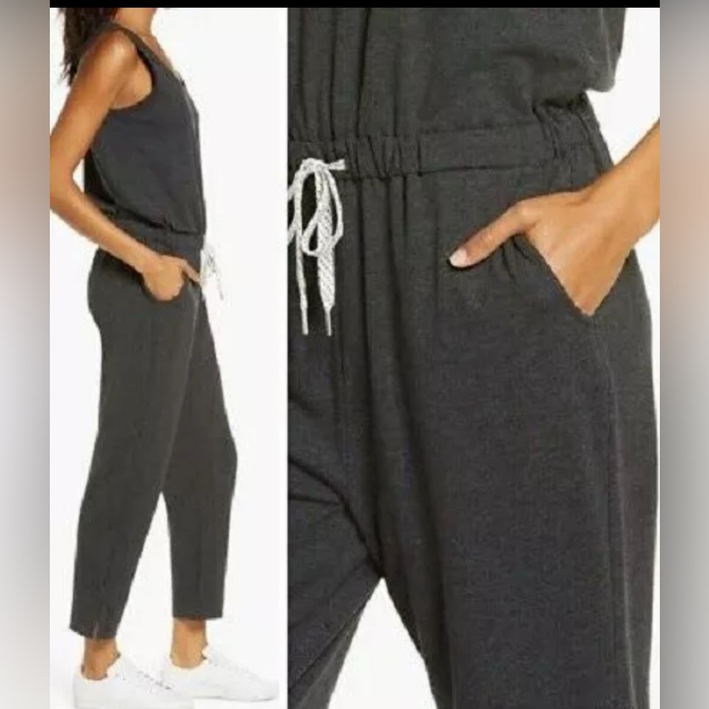 ZELLA Dark Gray Gwen Sleeveless Knit Crop Pant Jumpsuit XXS